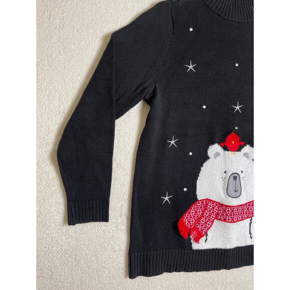 CJ Banks Women's Grandma Christmas Polar Bear & Cardigan Bird Novelty Sweater X - Picture 5 of 9